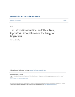 The International Airlines and Their Tour Operators - Competition on the Fringe of Regulation, 43 J