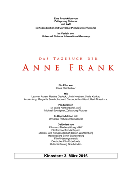 DAS TAGEBUCH DER ANNE FRANK Presseheft