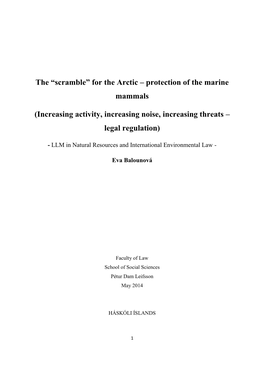 For the Arctic – Protection of the Marine Mammals