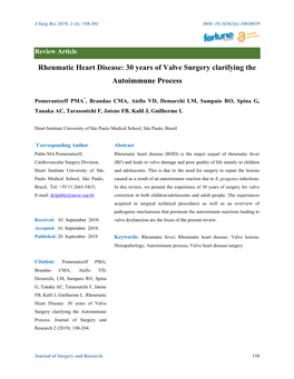 Rheumatic Heart Disease: 30 Years of Valve Surgery Clarifying the Autoimmune Process