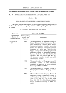 BOUNDARIES of ALTERED POLLING DISTRICTS Take Notice