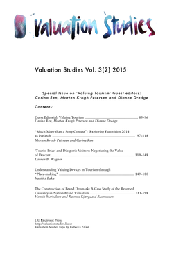 Valuation Studies Vol. 3(2) 2015