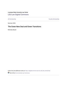 The Green New Deal and Green Transitions