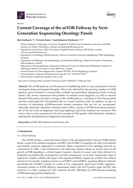 Current Coverage of the Mtor Pathway by Next- Generation Sequencing Oncology Panels