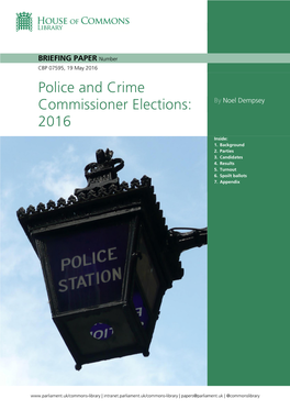 Police and Crime Commissioner Elections, 2016