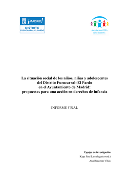 La Situación Social De Los Niños, Niñas Y Adolescentes Del Distrito