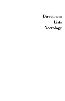 Directories, Lists, Necrology (1986)