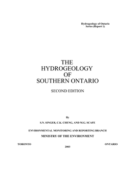 Hydrogeology of Southern Ontario