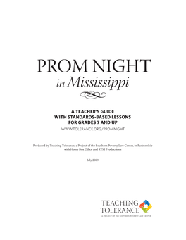 Prom Night in Mississippid a Teacher’S Guide with Standards-Based Lessons for Grades 7 and Up