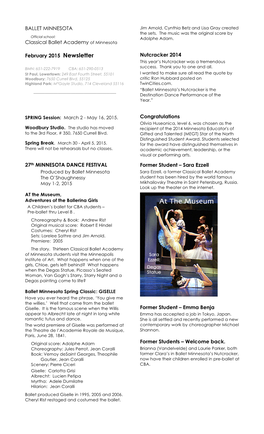 BALLET MINNESOTA Classical Ballet Academy of Minnesota February