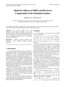 Algebraic Objects of Mbfs and Recursive Computation of the Dedekind Number