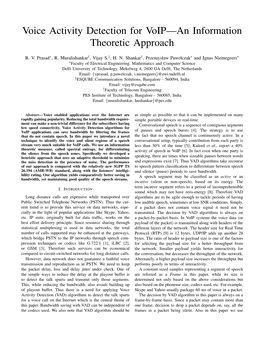 Voice Activity Detection for Voip—An Information Theoretic Approach