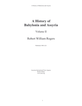 A History of Babylonia and Assyria