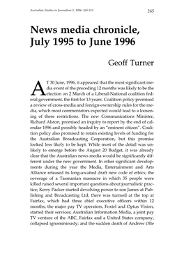News Media Chronicle, July 1995 to June 1996