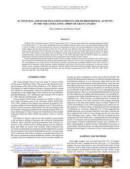 26. Textural and Fluid Inclusion Evidence for Hydrothermal Activity in the Volcaniclastic Apron of Gran Canaria1