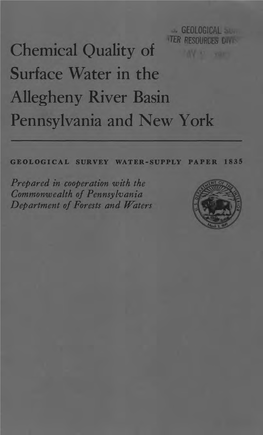 Chemical (Quality Or Surface Water in the Allegheny River Basin Pennsylvania and New York