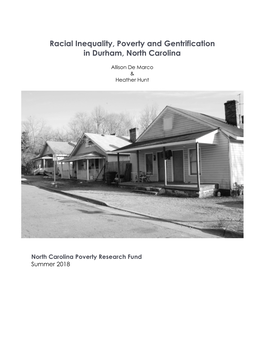 Racial Inequality, Poverty and Gentrification in Durham, North Carolina