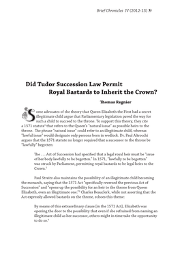 Did Tudor Succession Law Permit Royal Bastards to Inherit the Crown?