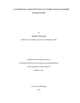 Q a Critical Discourse Analysis of Li Yang's Crazy English: Perspectives