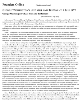 George Washington's Last Will and Testament, 9 July 1799