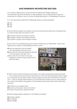 AHSS Edinburgh Architecture Quiz Draft 3