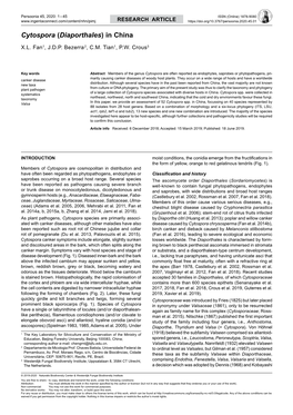 Cytospora (Diaporthales) in China