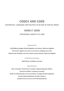 Codex and Code Aesthetics, Language and Politics in an Age of Digital Media