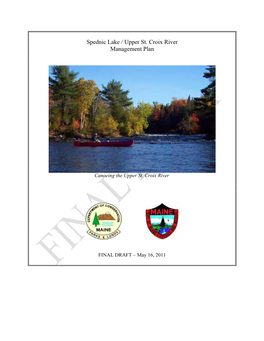 Spednic Lake / Upper St. Croix River Management Plan