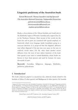 Linguistic Prehistory of the Australian Boab