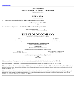 THE CLOROX COMPANY (Exact Name of Registrant As Specified in Its Charter)