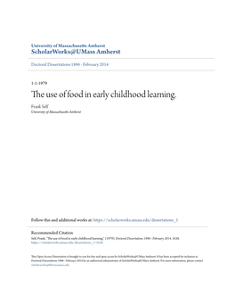 The Use of Food in Early Childhood Learning.