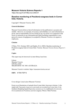 Baseline Monitoring of Posidonia Seagrass Beds in Corner Inlet, Victoria