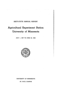 Agricultural Experiment Statio~ University of Minnesota