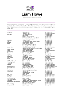 Liam Howe Complete CV.Pdf