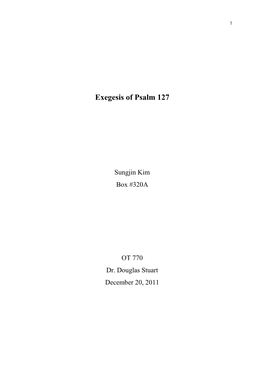 Exegesis of Psalm 127