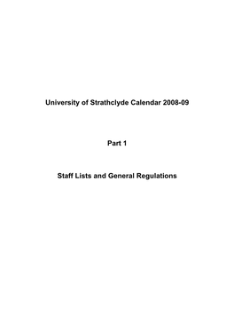 University of Strathclyde Calendar 2008-09 Part 1 Staff Lists And