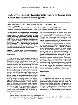 Study of Tea Digitized Chromatographic Fingerprint Spectra Using Micellar Electrokinetic Chromatography