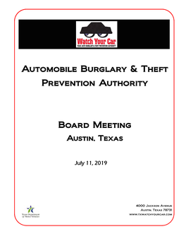 Automobile Burglary & Theft Prevention Authority Board Meeting