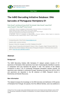 DNA Barcodes of Portuguese Hemiptera 01