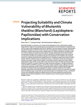 Projecting Suitability and Climate Vulnerability of Bhutanitis Thaidina