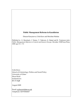 Public Management Reforms in the CEE and CIS Countries