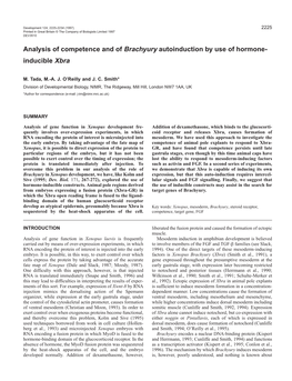 Analysis of Competence and of Brachyury Autoinduction by Use of Hormone- Inducible Xbra