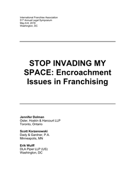 Encroachment Issues in Franchising