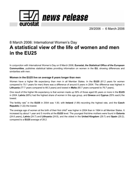 A Statistical View of the Life of Women and Men in the EU25