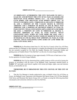 Ballpark Lease Agreement