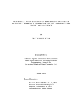 Performative Identities of Professional Baseball Players on the Nineteenth and Twentieth Century American Stage