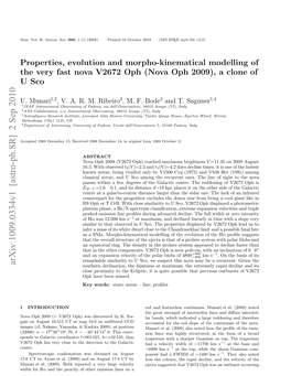 Properties, Evolution and Morpho-Kinematical Modelling Of