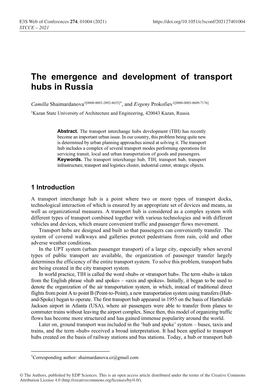 The Emergence and Development of Transport Hubs in Russia