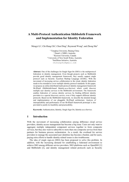 A Multi-Protocol Authentication Shibboleth Framework and Implementation for Identity Federation