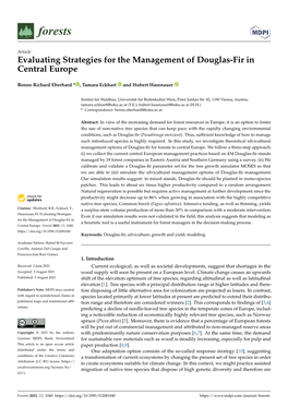 Evaluating Strategies for the Management of Douglas-Fir in Central Europe